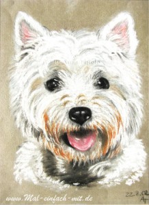 Hund Terrier Zeichnung Pastellkreide